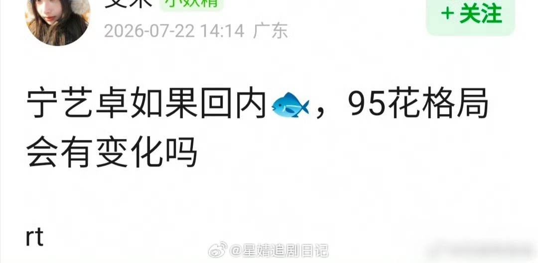 宁艺卓如果回内娱，95花🌸格局会有变化吗 