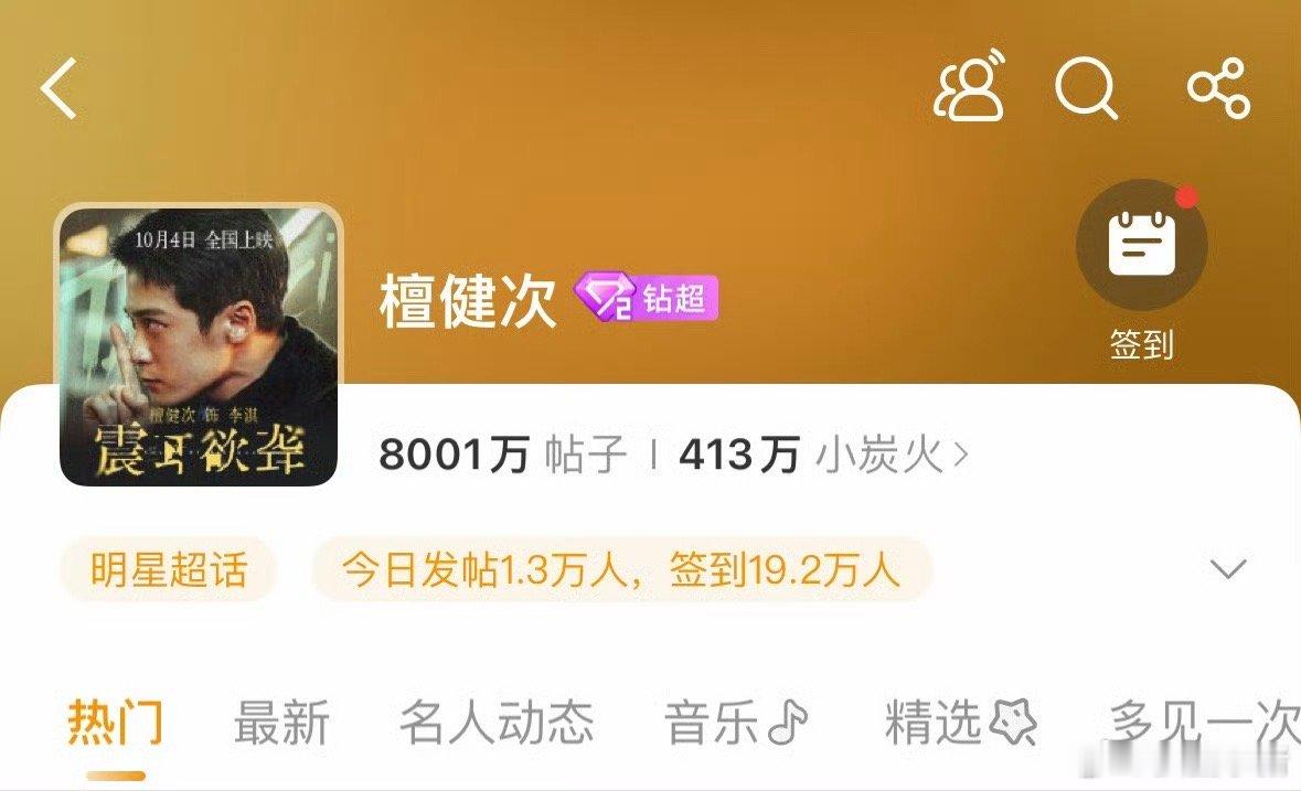 檀健次超话发帖量破8000万啦！恭喜