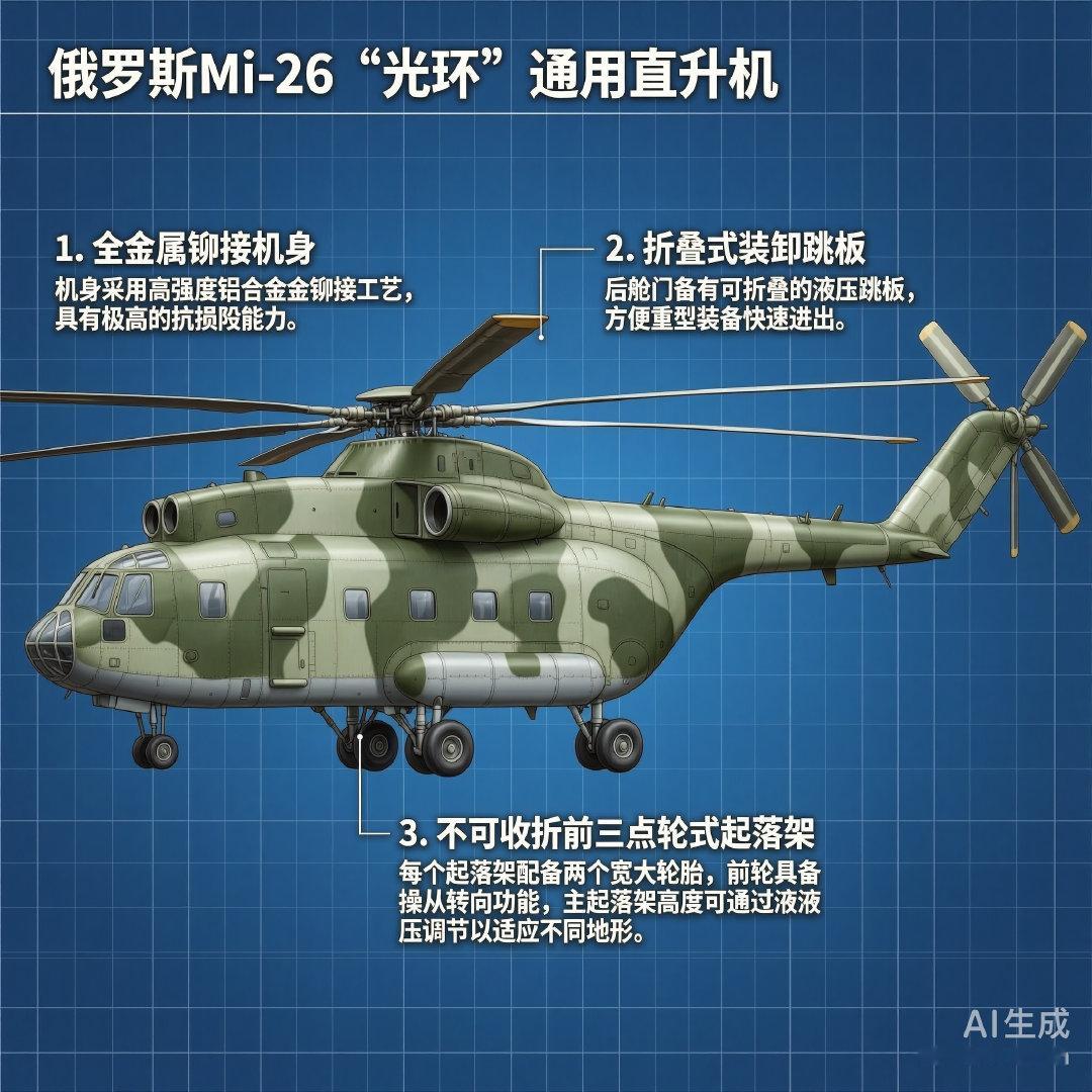 军事ai新视野 俄罗斯Mi-26“光环”通用直升机Mi-26是米里设计局研制的重
