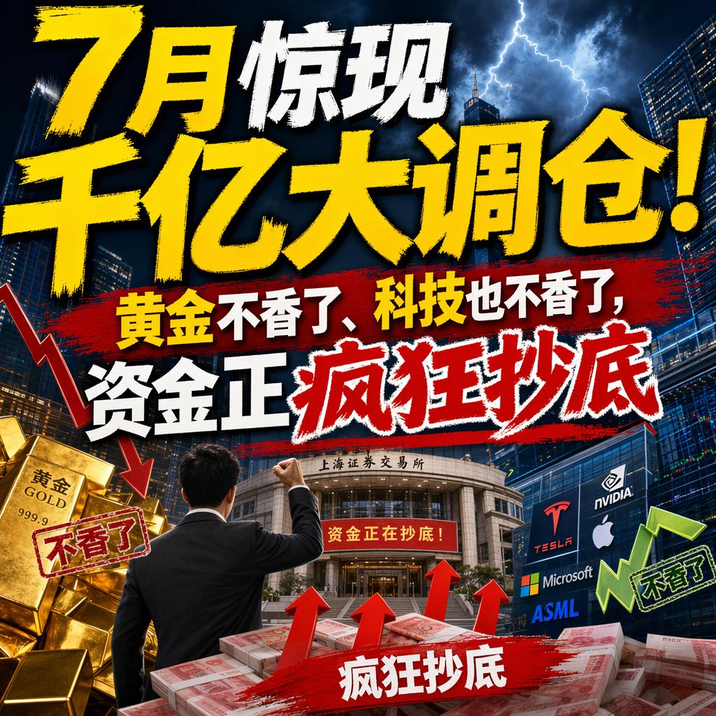突发！7月的资本市场上演了一场千亿级大迁徙。
金价单日暴跌超2%，伦敦金现失守4