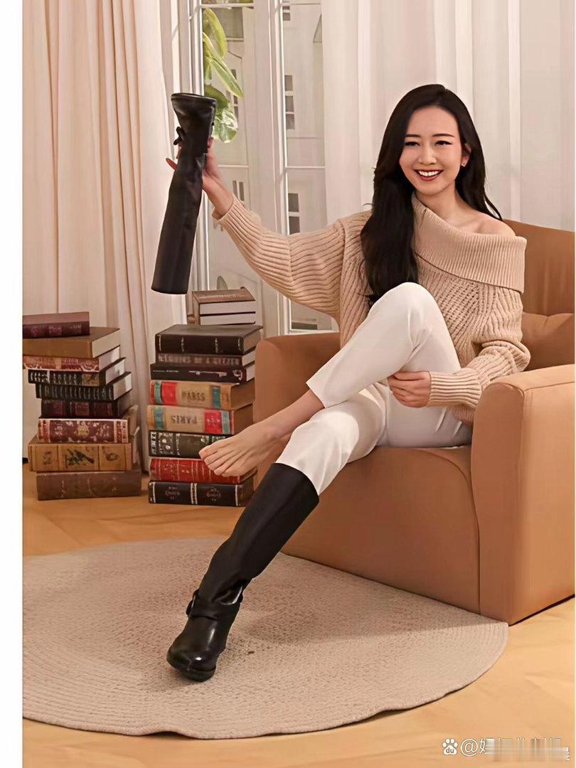 王鸥光脚搭配靴子出镜，随性自在，洒脱氛围感直接拉满。 ​​​
