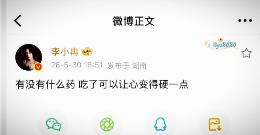 李小冉秒删博 ，“想让心变硬一点”，这句深夜的碎碎念太让人心疼了！ 成年人的崩溃