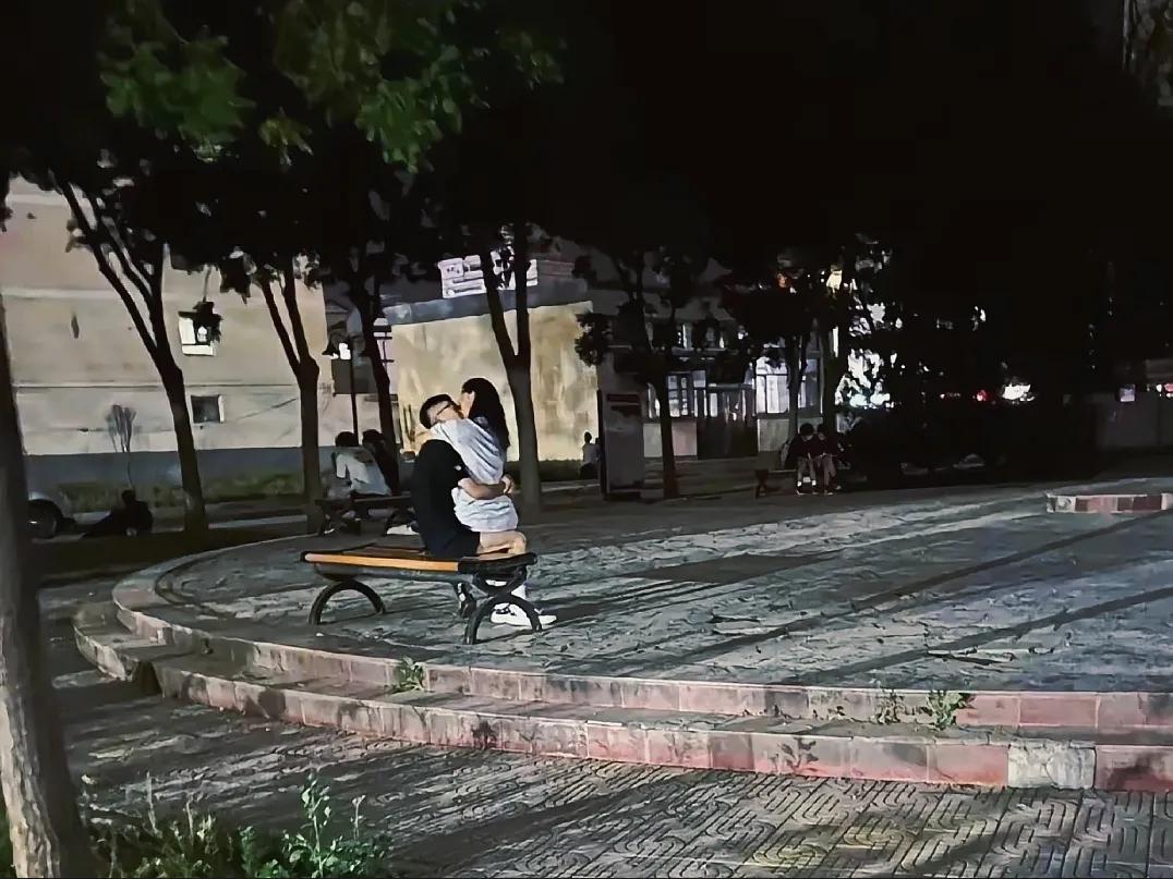 深秋之夜，能找出几对情侣在交流感情？？

落叶铺满小径，在安静的公园的内，小情侣