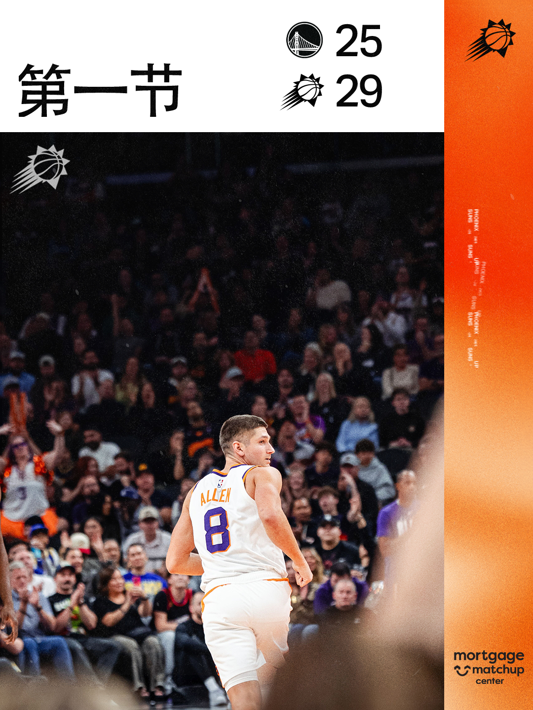 【第一节结束】勇士25 - 29太阳菲尼克斯太阳 | 旭日东升 | 勇士vs太阳