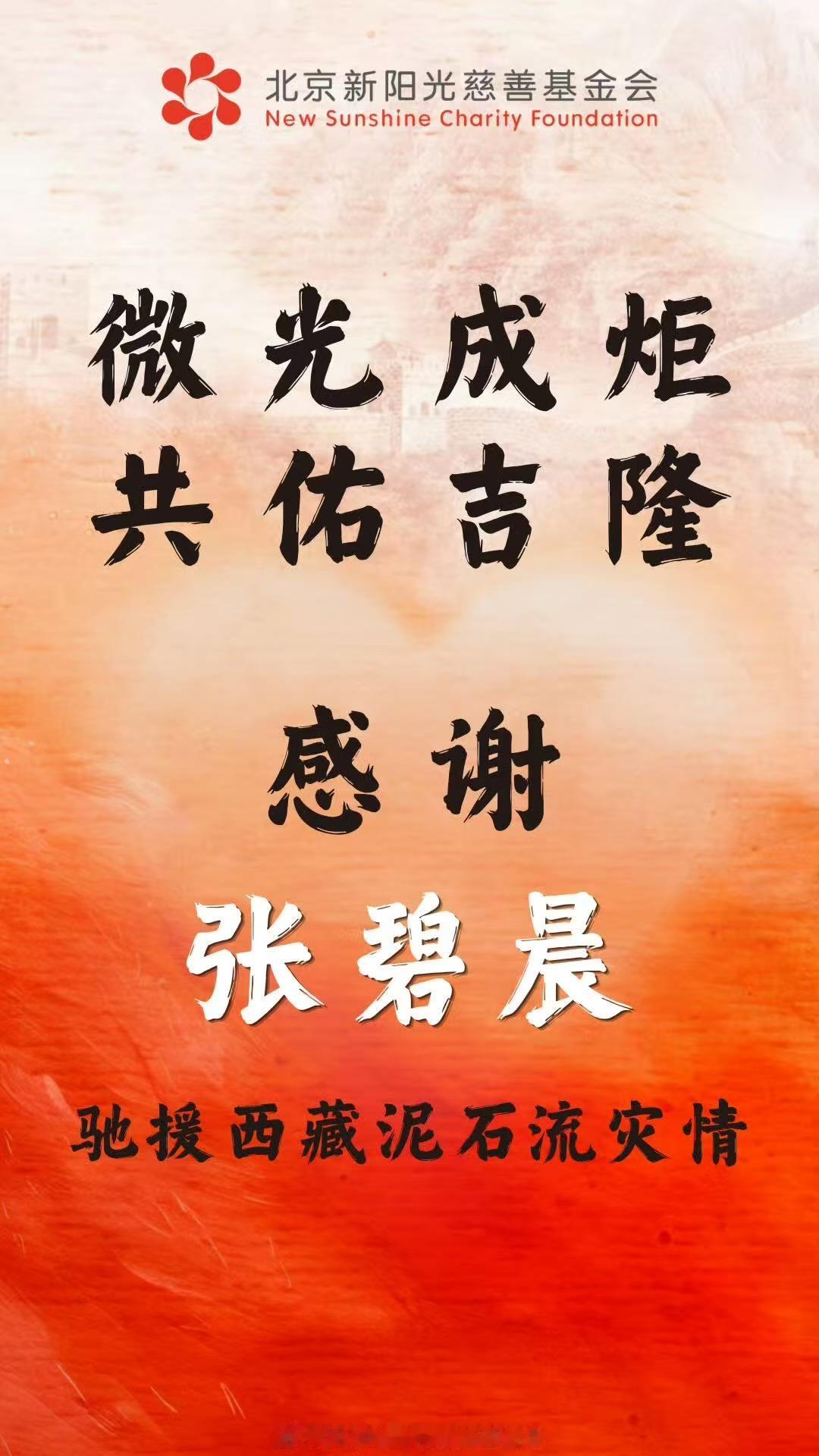 张碧晨驰援西藏张碧晨捐赠50万元驰援西藏灾区危难时刻显温情，张碧晨捐赠50万元驰