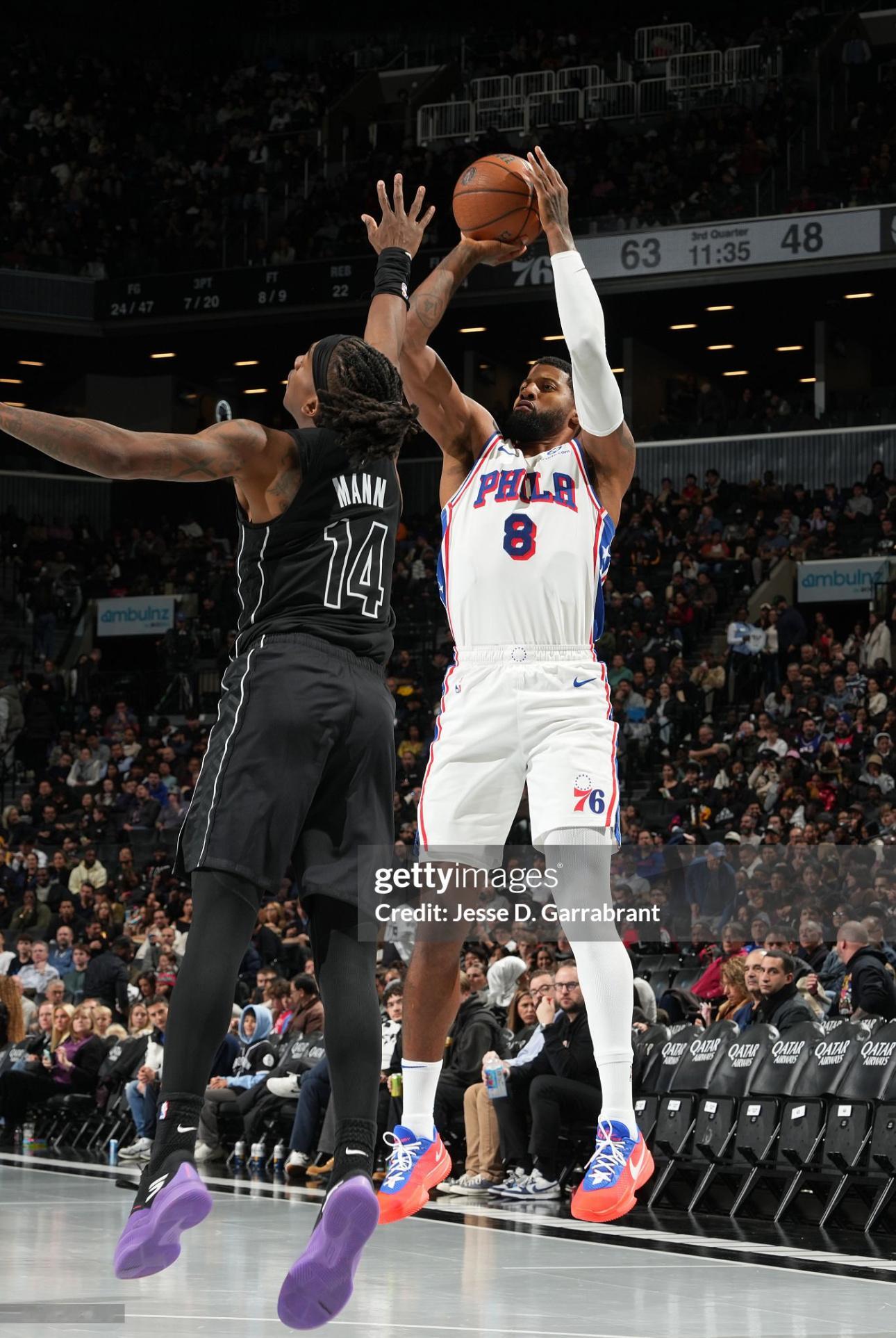 全场比赛结束：76人队客场115-103战胜篮网！状态在线！乔治今日受时间限制仅