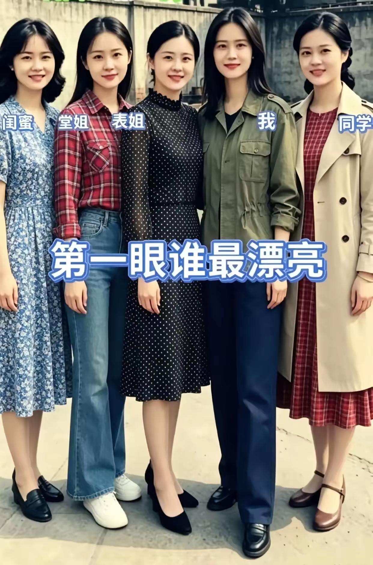 那个适合做老婆，我敢说多数男人会盯在堂姐身上！算不算最聪明的不说，这是她们五个女