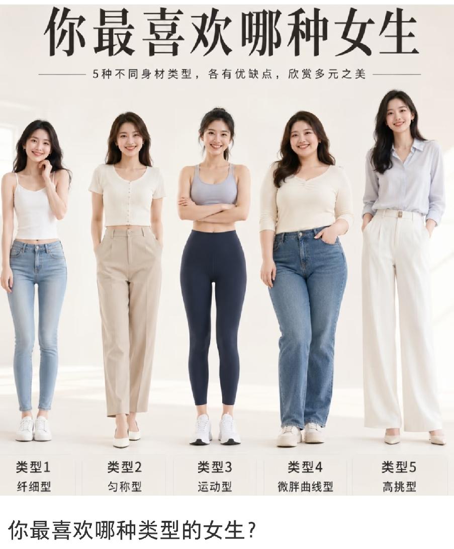 如果选一个做老婆，五选一，你会选择哪种女生？