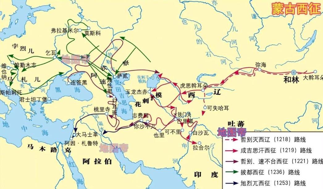 蒙古的三次西征，彻底将原本中亚和阿拉伯的璀璨文化毁于一旦，无数原本如群星般璀璨的