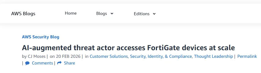 #亚马逊爆黑客用ai攻破数十国防火墙# 【#黑客团伙用AI攻破600多个防火墙#