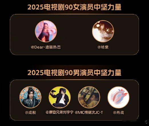 90女演员中坚力量90男演员中坚力量新浪娱乐评选出的2025电视剧90女演员中坚