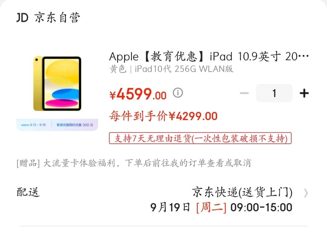 iPad10代256GWiFi版大家多少入的