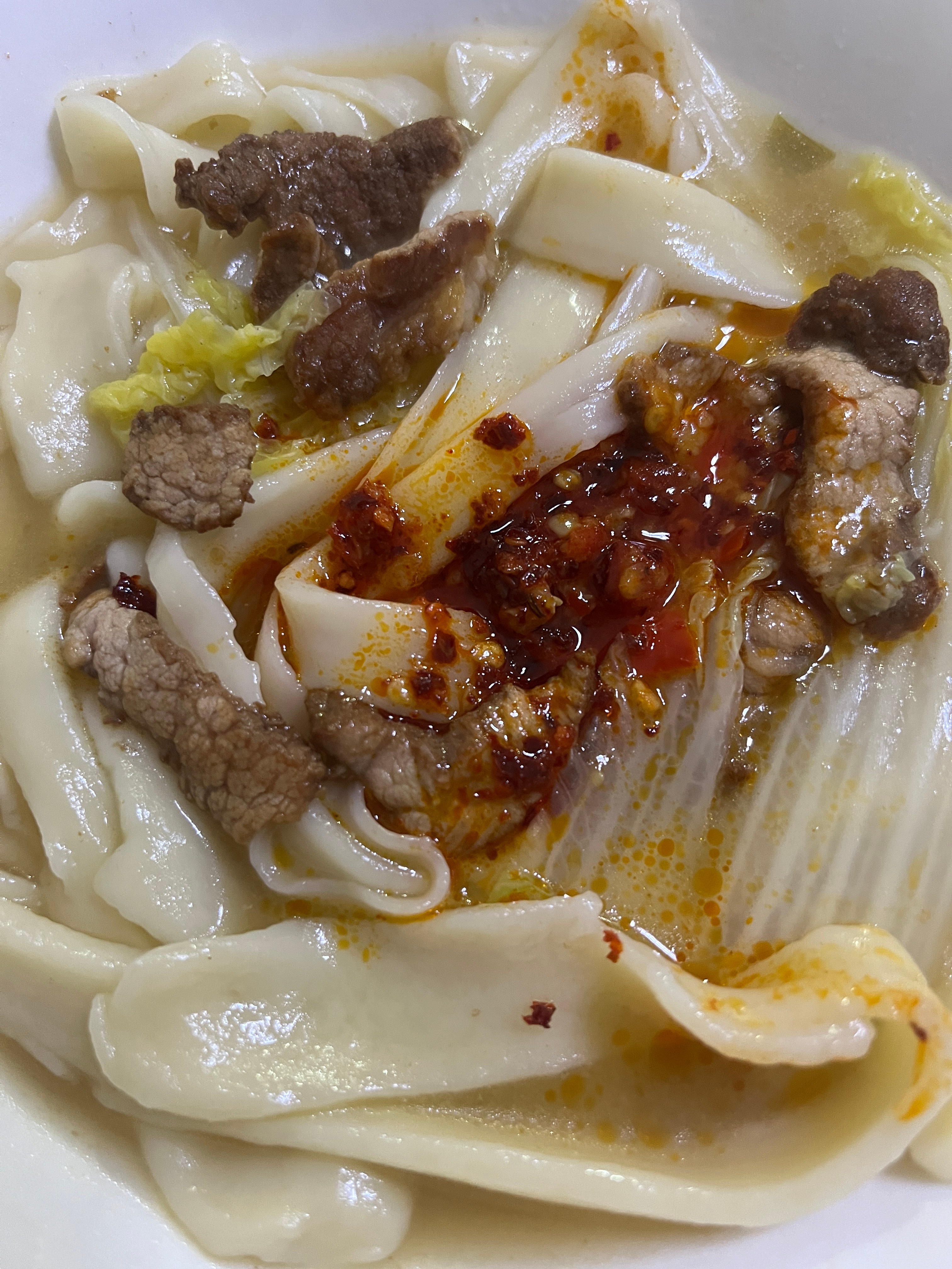 午饭自己做的手擀面（方言麦面汤）机器和面的劲道爽滑 吃完去恐怖的牙科