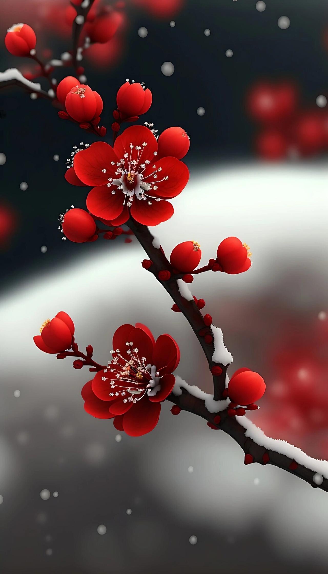 上联：笔点红梅香入墨；
下联：？？