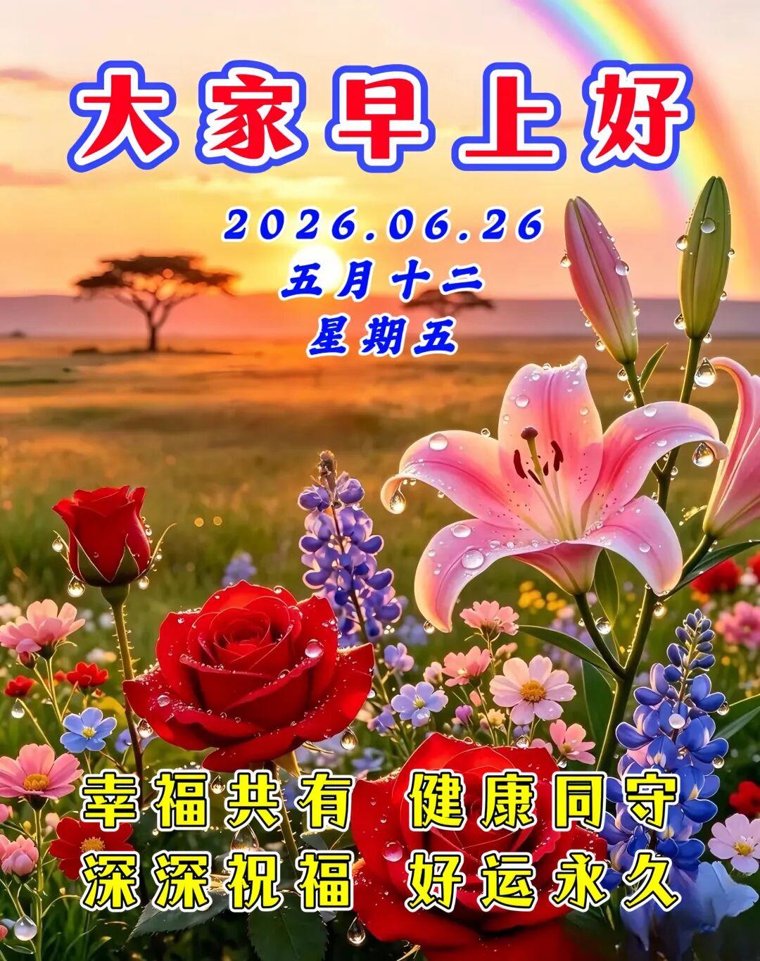 🌈铭记心中牵挂之人，🌸惦念知己知心之人，🌷问候日夜思念之人，🧡祝愿相逢有