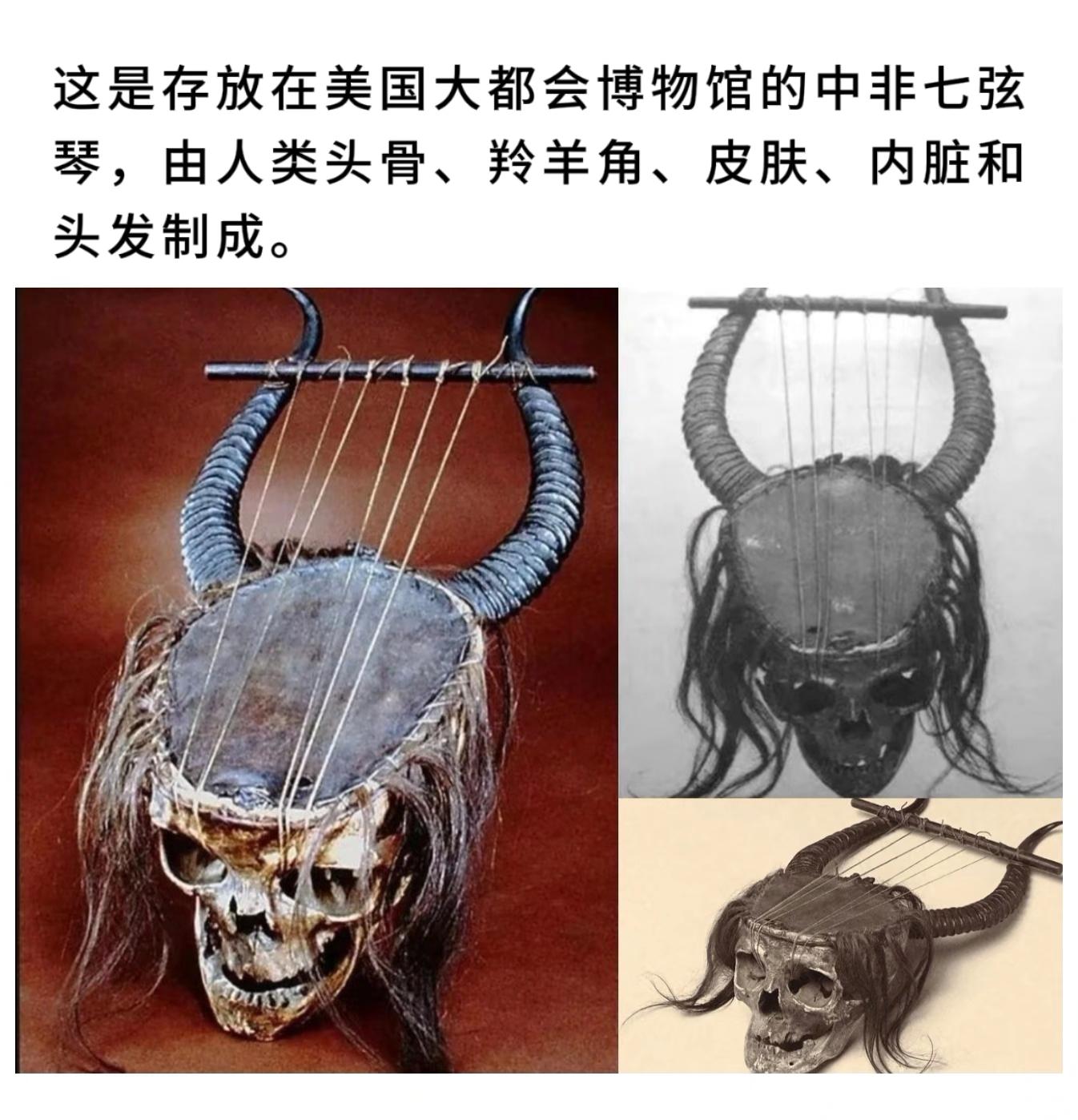 这是存放在美国大都会博物馆的中非七弦琴