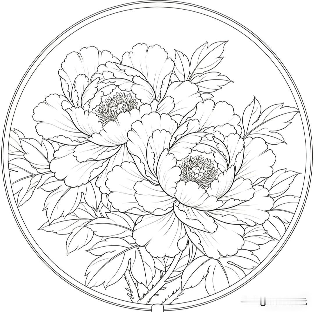 白描团扇素雅，勾勒古风诗意。
小画拾光团扇白描图分享
团扇诗意 国画扇