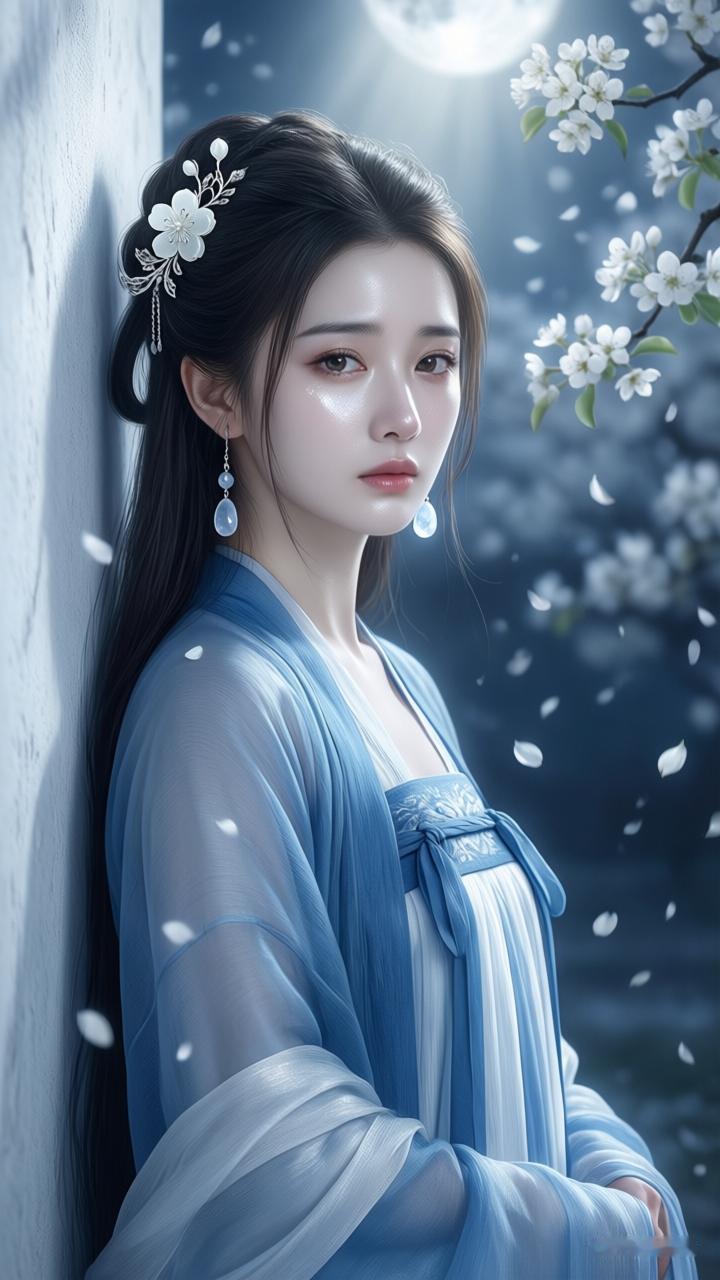 月下美人，花影婆娑，古风韵味，唯美动人。