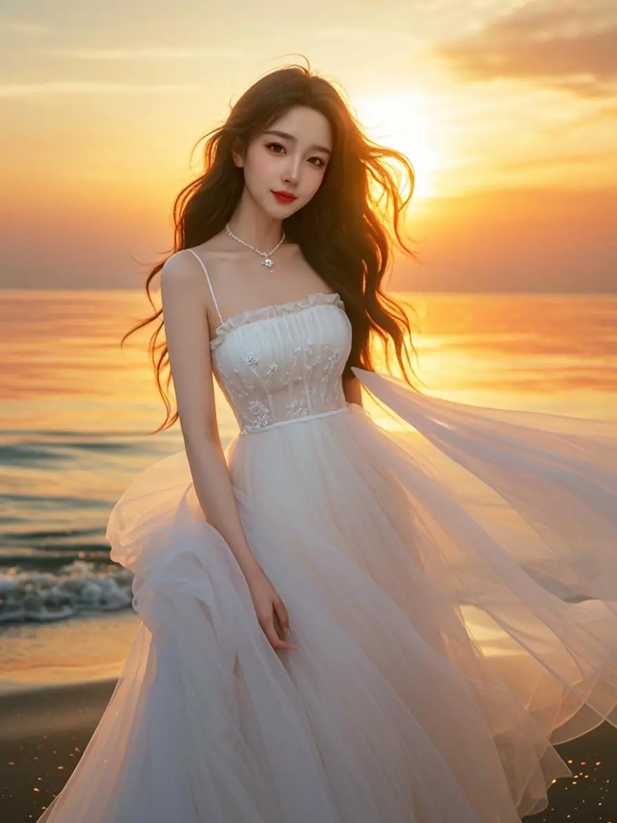 AI朦胧海滩丽影 原来ai写真可以这么美 个人写真 原创作品 ai