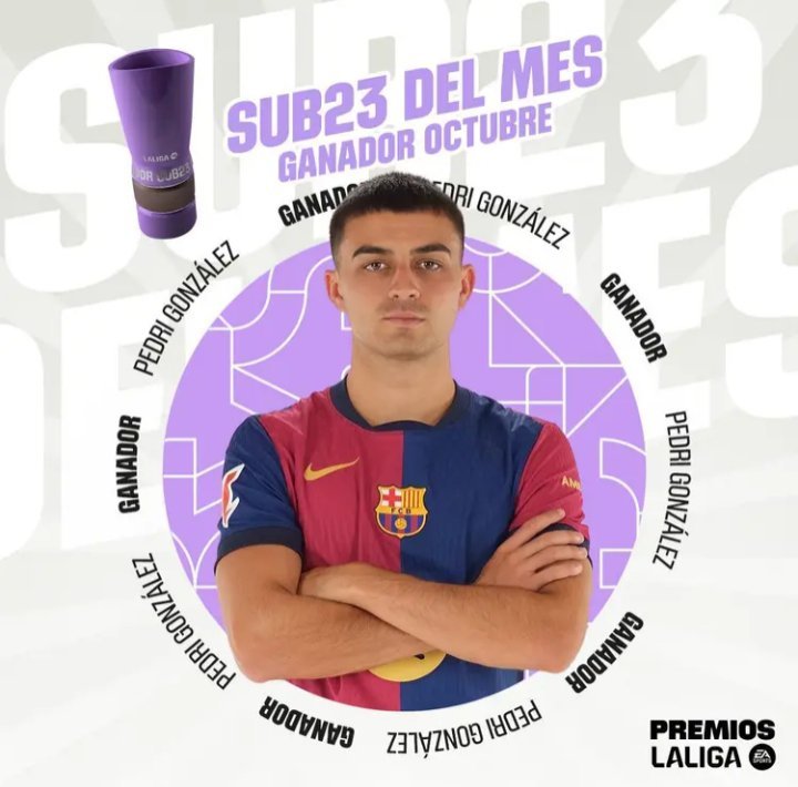 西甲官方宣布，巴塞罗那中场佩德里当选西甲十月最佳U23球员。在10月的西甲比赛中
