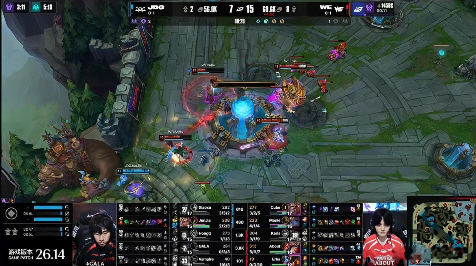 WE 2-1 JDG。WE拿下第三赛段首胜，JDG遭遇二连败。决胜局WE以15杀