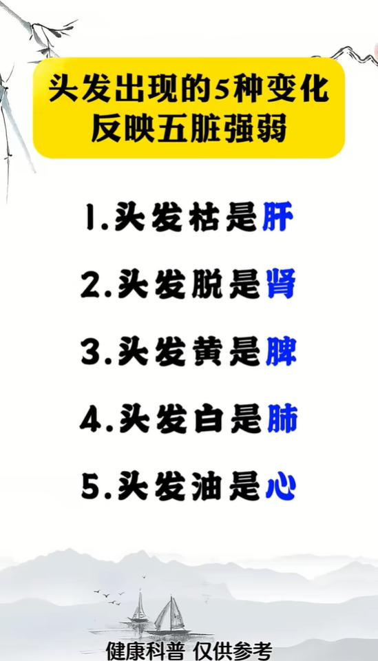 干枯、脱发、白发，五种发质变化反映五脏健康