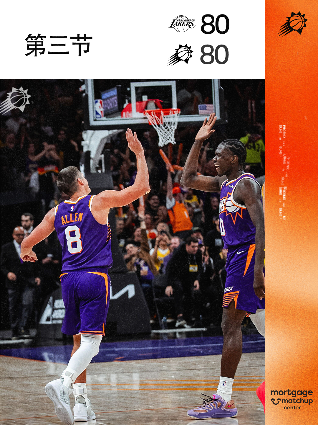 【第三节结束🔥】双方再次战平！菲尼克斯太阳 ｜旭日东升 ｜湖人vs太阳
