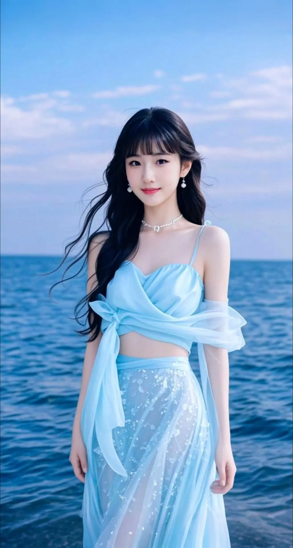 AI扩图 AI海蓝佳人