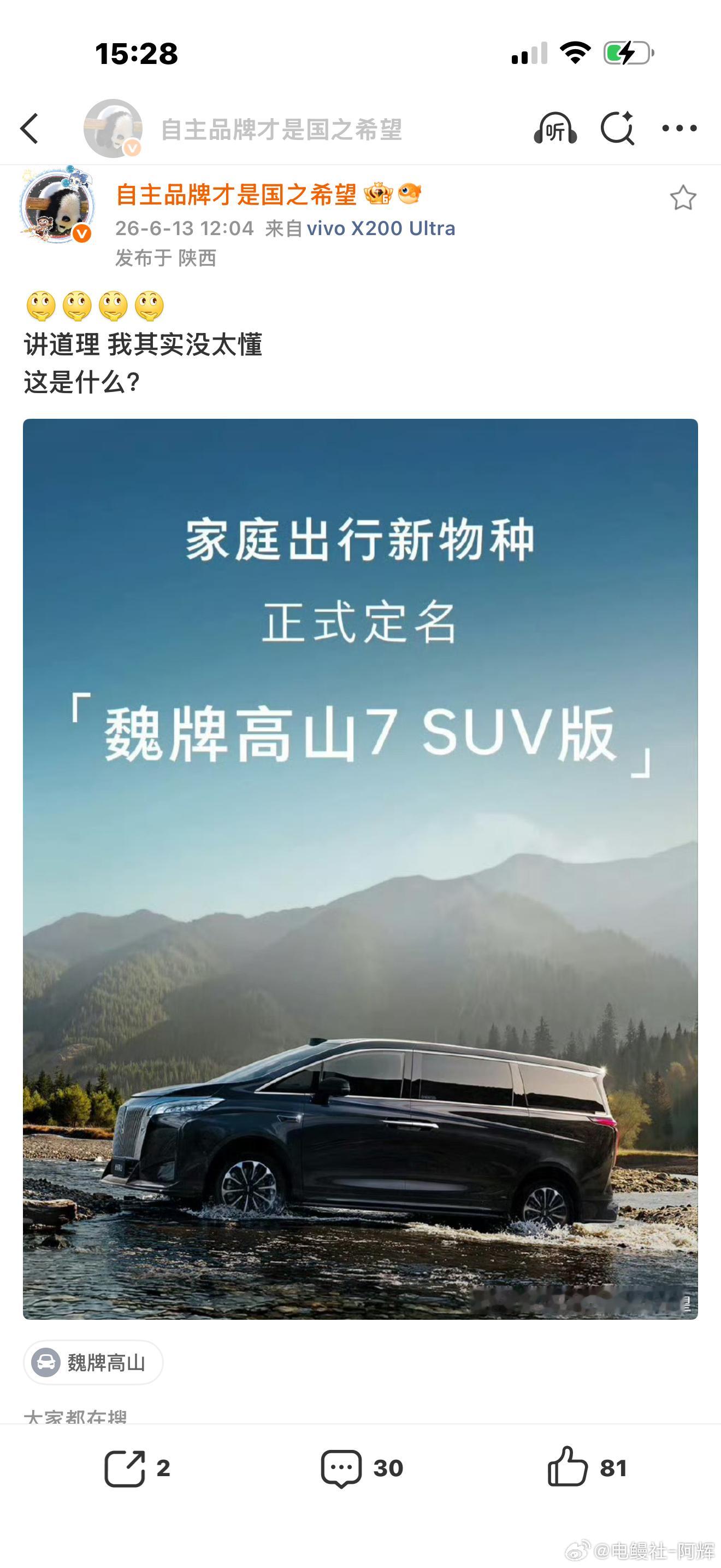 魏总：不要你觉得，我要我觉得，后面看看懂车帝那些平台排名会不会乱来就是了长城大v