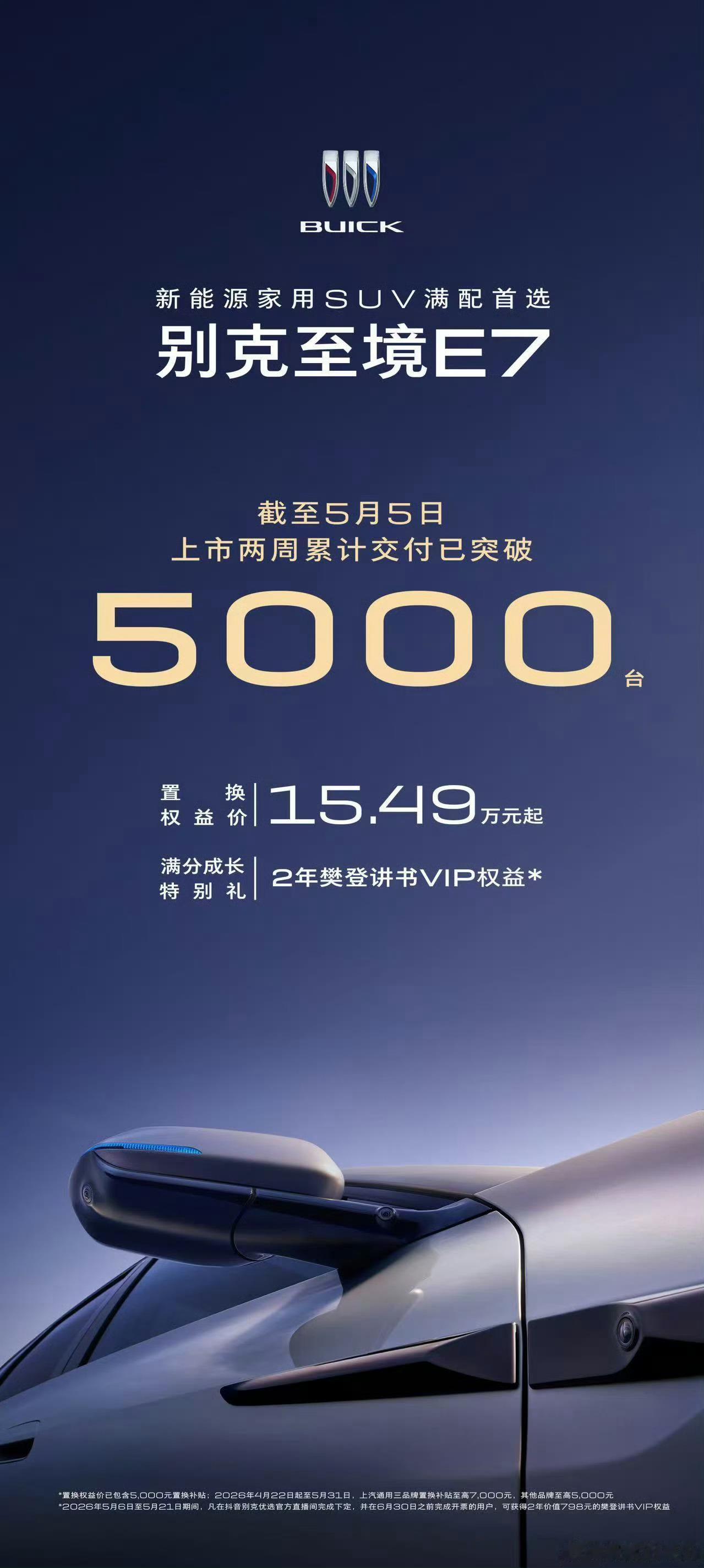 别克至境E7交付量过5000辆了，我才知道至境L7和E7不是一个来源。现在就等一