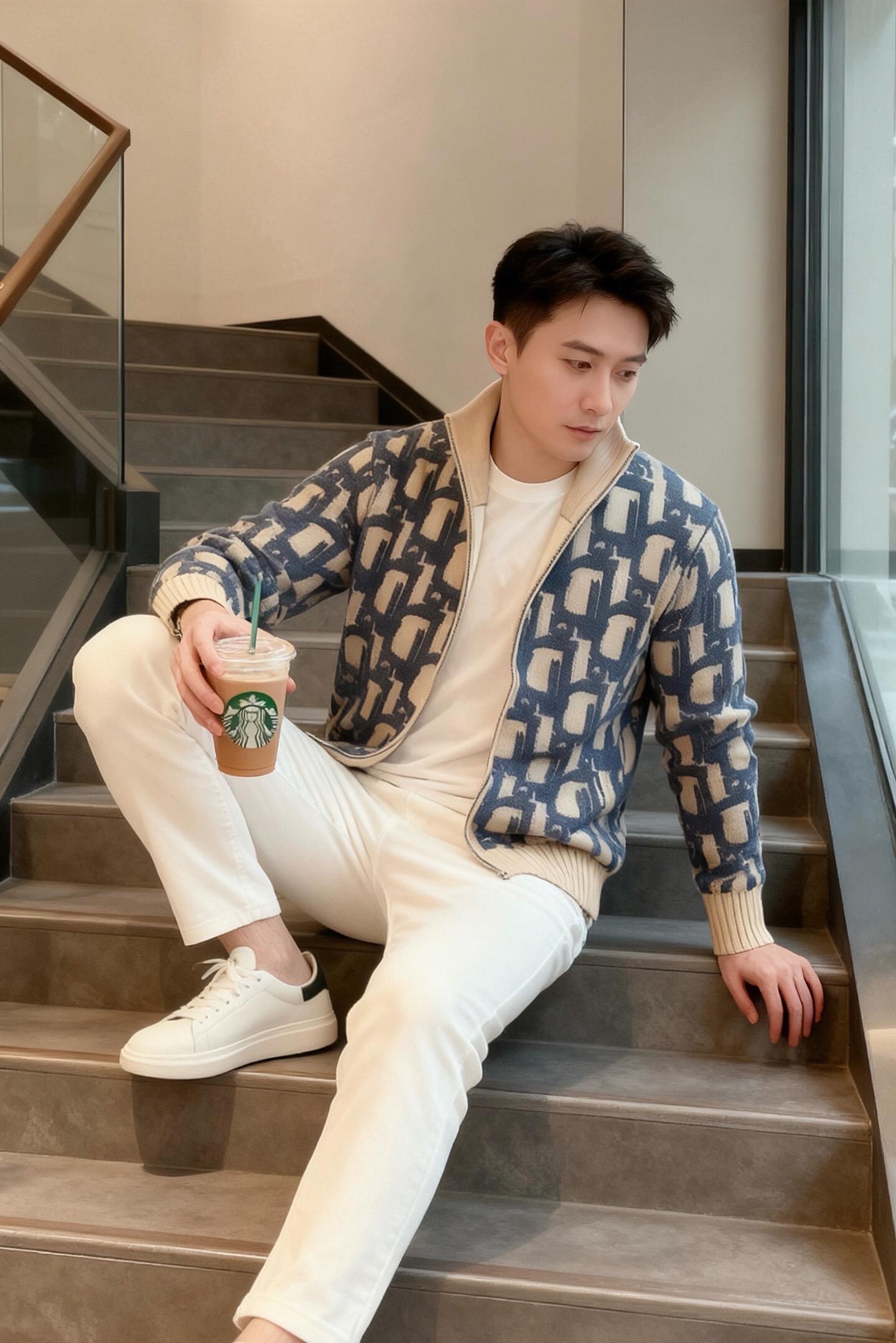 “被女朋友拿捏的一天！这件针织外套软乎乎还显质感，日常随便搭白裤子就好...