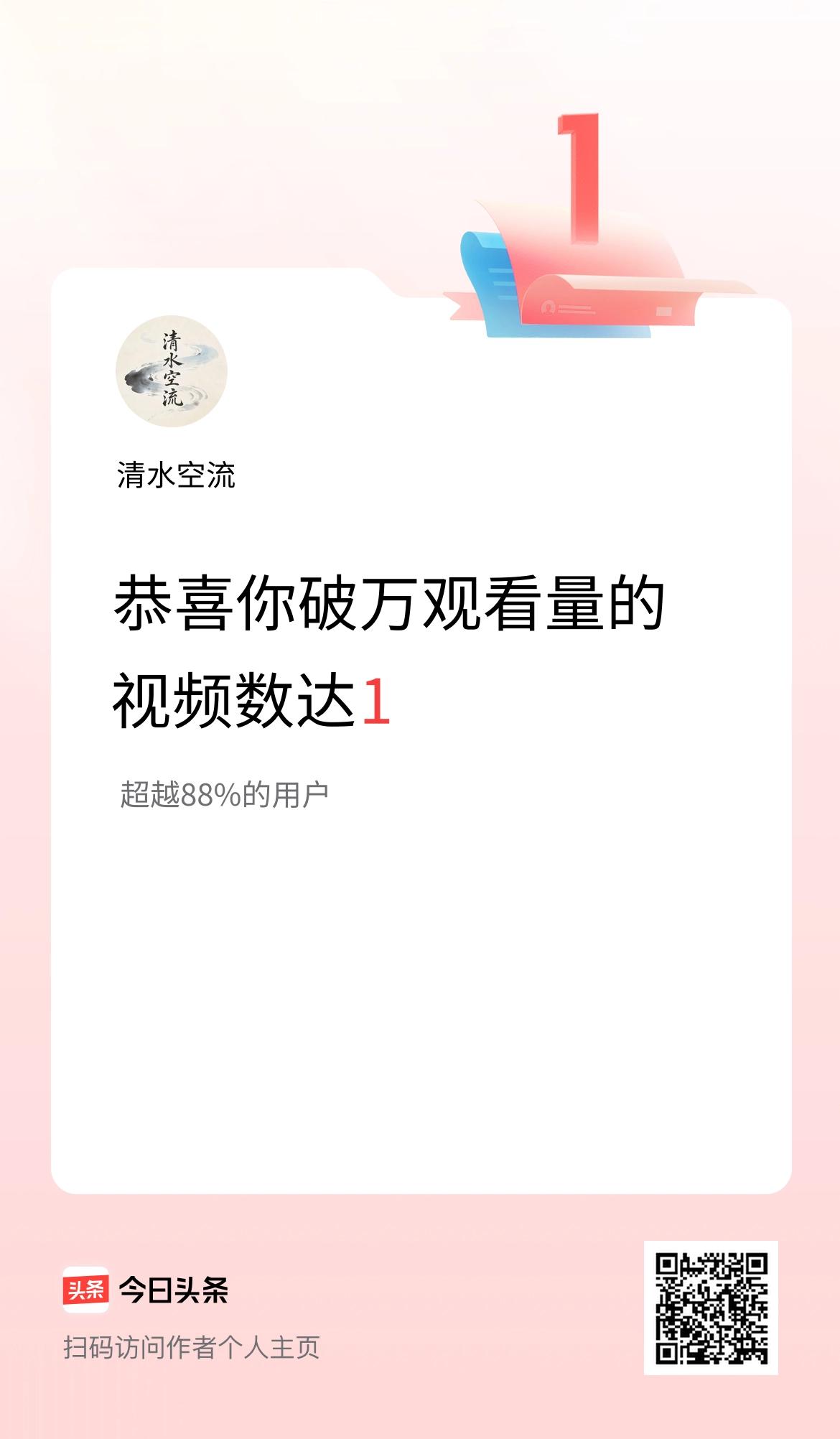 我在头条有1条视频播放量破万了！