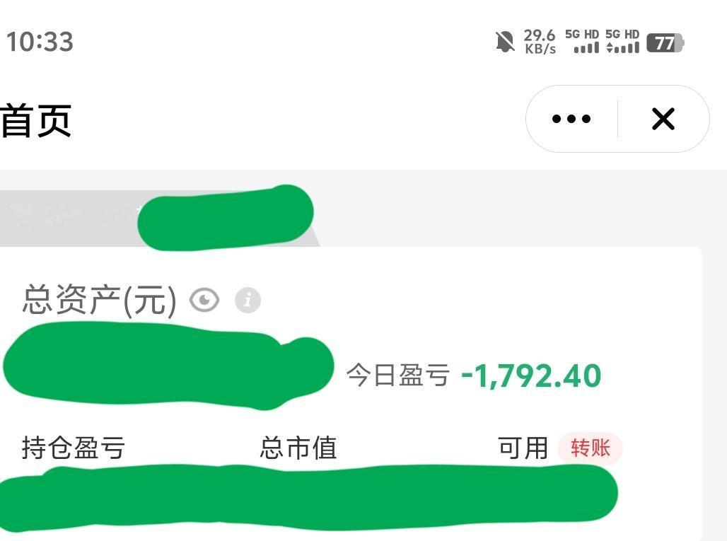 跌麻了！
要不是做了一个T，今天亏完整个月赚的。
昨天看谁买的早，今天看谁跑得快