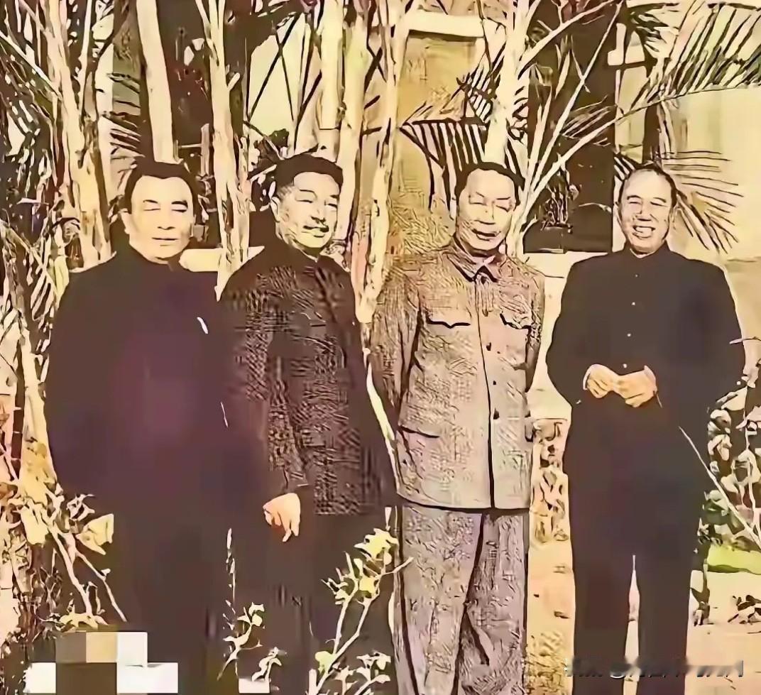 50年代，四位开国将帅在海南岛调研，留下一张非常罕见的十分珍贵的照片。
我认识左