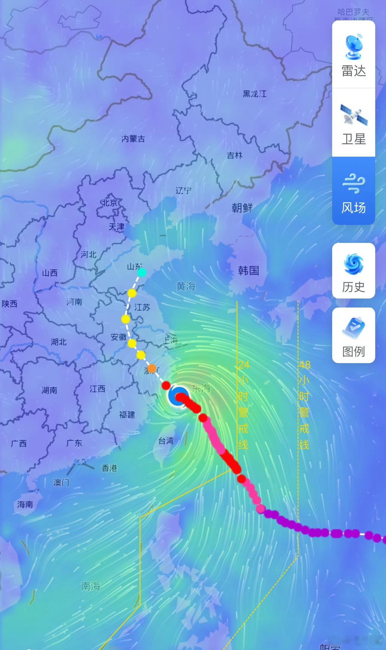 巴威预计今天下午影响山东这个台风巴威又又移动到山东去了，现在临沂、日照、潍坊、青