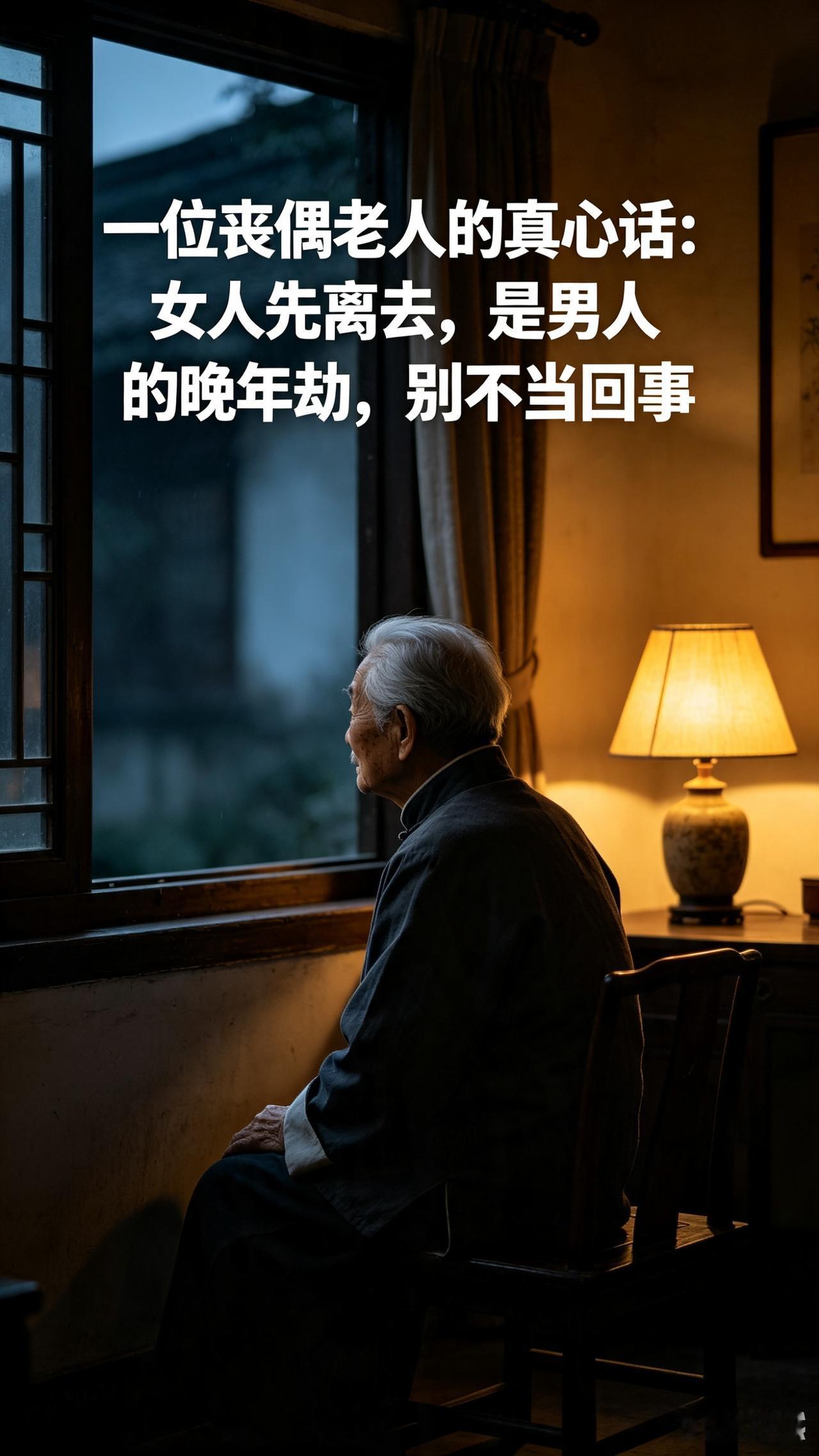 一位丧偶老人的真心话：女人先离去，是男人的晚年劫，别不当回事
 
人到晚年才慢慢
