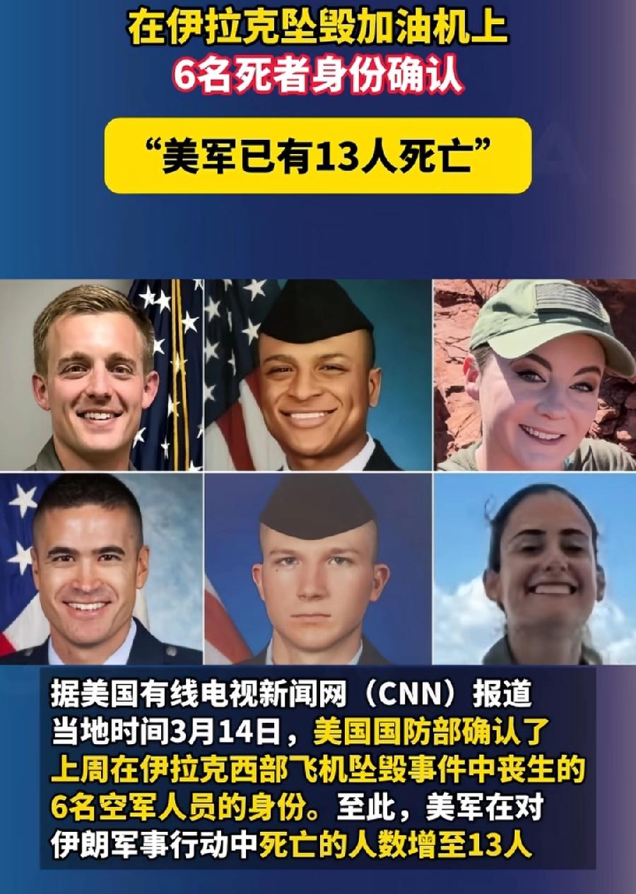 美军加油机牺牲6名飞行员，4男2女，30岁左右，1人非裔28岁，长得像穆巴佩，其