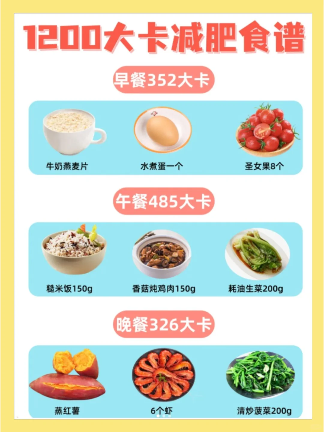 1200大卡食谱 7天掉5斤