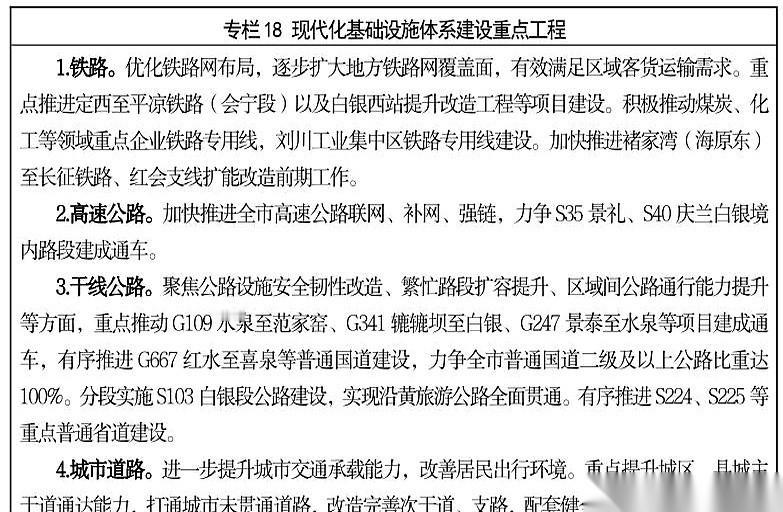 甘肃白银市的“十五五”规划刚一落地，三张铁路建设的底牌就直接掀开了。
这不是一份
