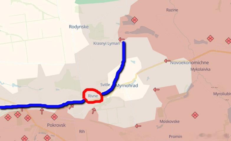 波克罗夫斯克和米尔诺赫拉德，番外看了下地图。乌军应该会在蓝线以外，建立新的防线。