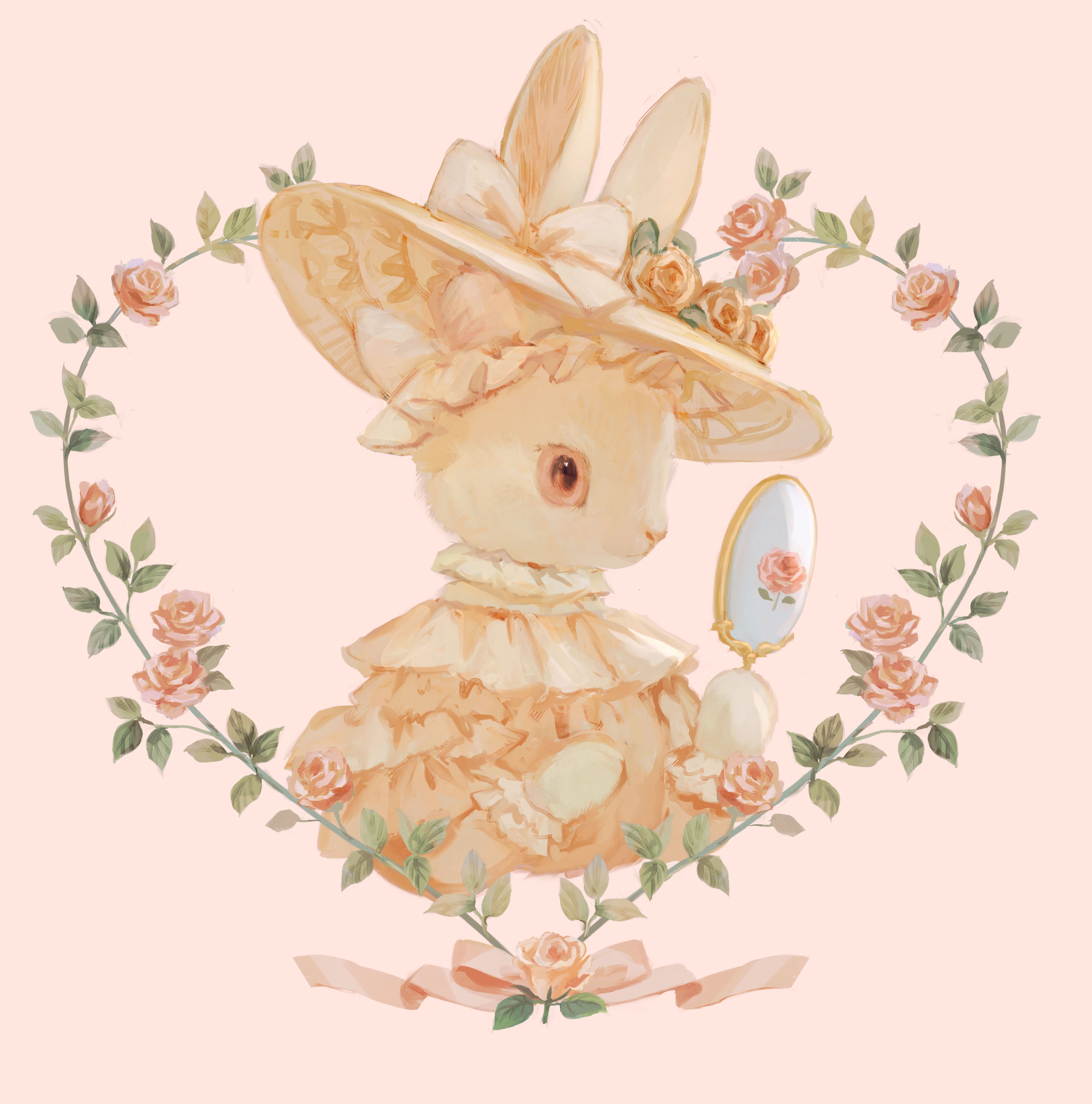 🪞小动物插画头像🌹复古浪漫玫瑰花👑 ​​​