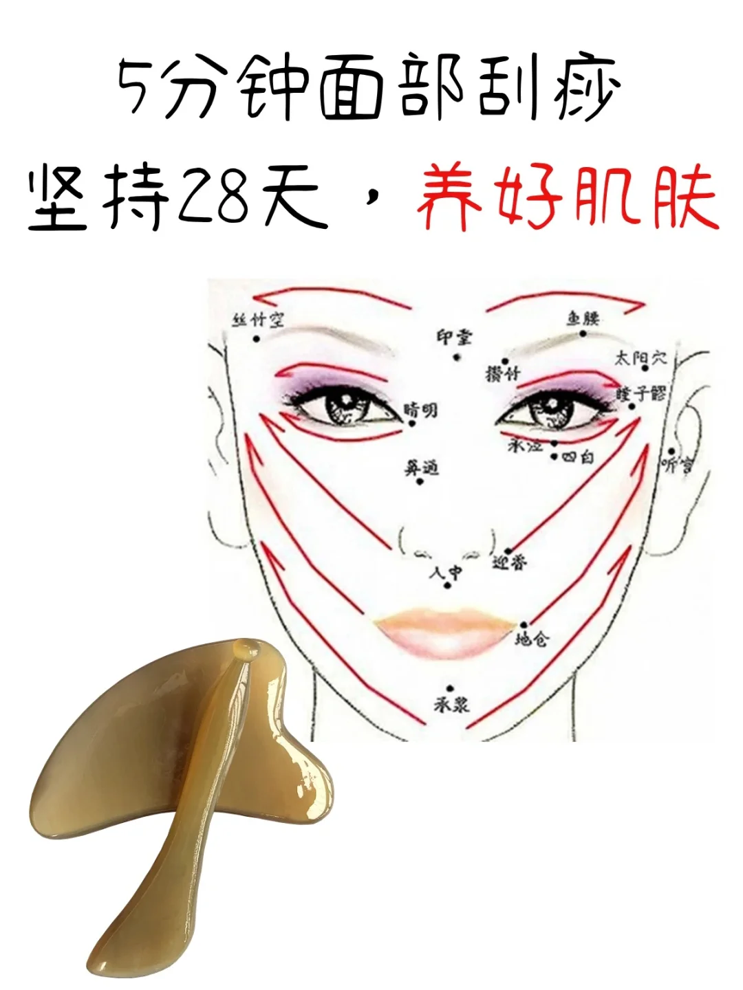 一次5分钟，28天，看不老仙妻怎么用刮痧板