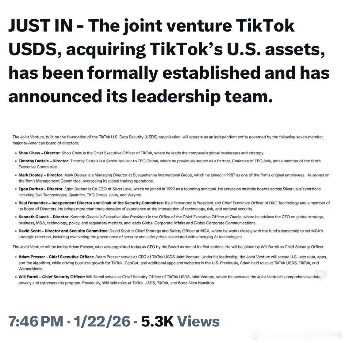 重磅突发：两国达成TT收购协议。美中两国已经最终批准TT收购协议。这个平台在美国