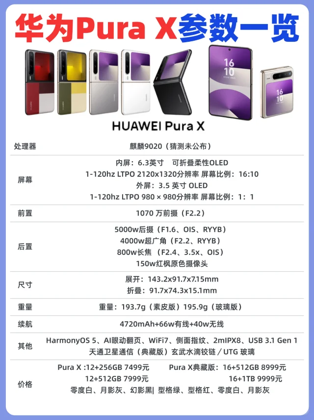 阔折叠❓️华为Pura X参数一览❗️