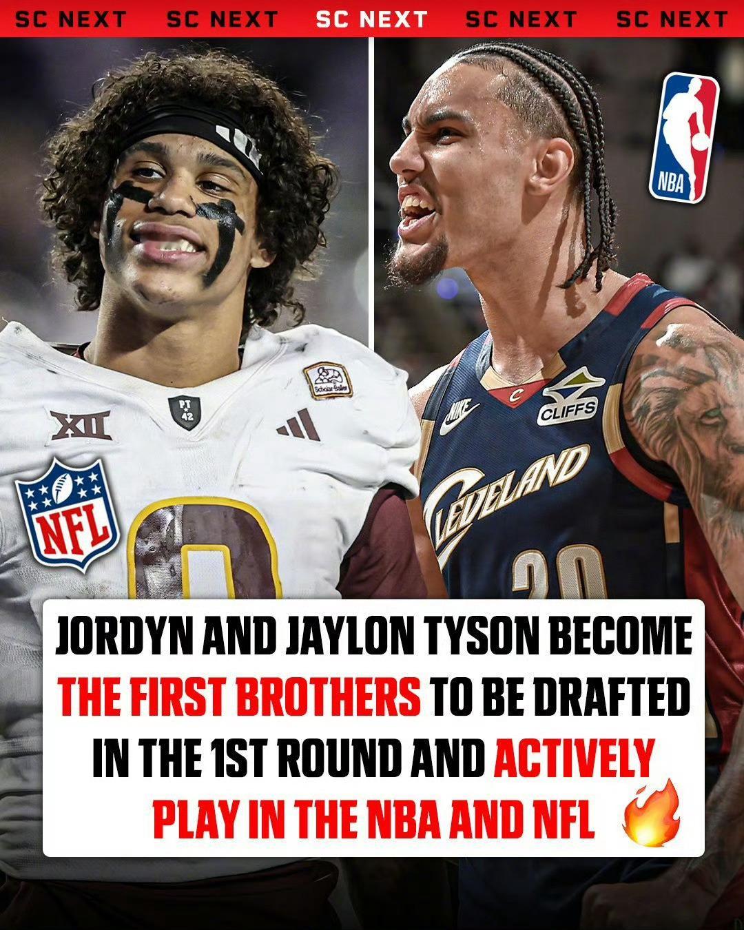 历史首对！在NBA和NFL均被首轮选中的亲兄弟！今日，杰隆泰森的亲兄弟乔丹-泰森