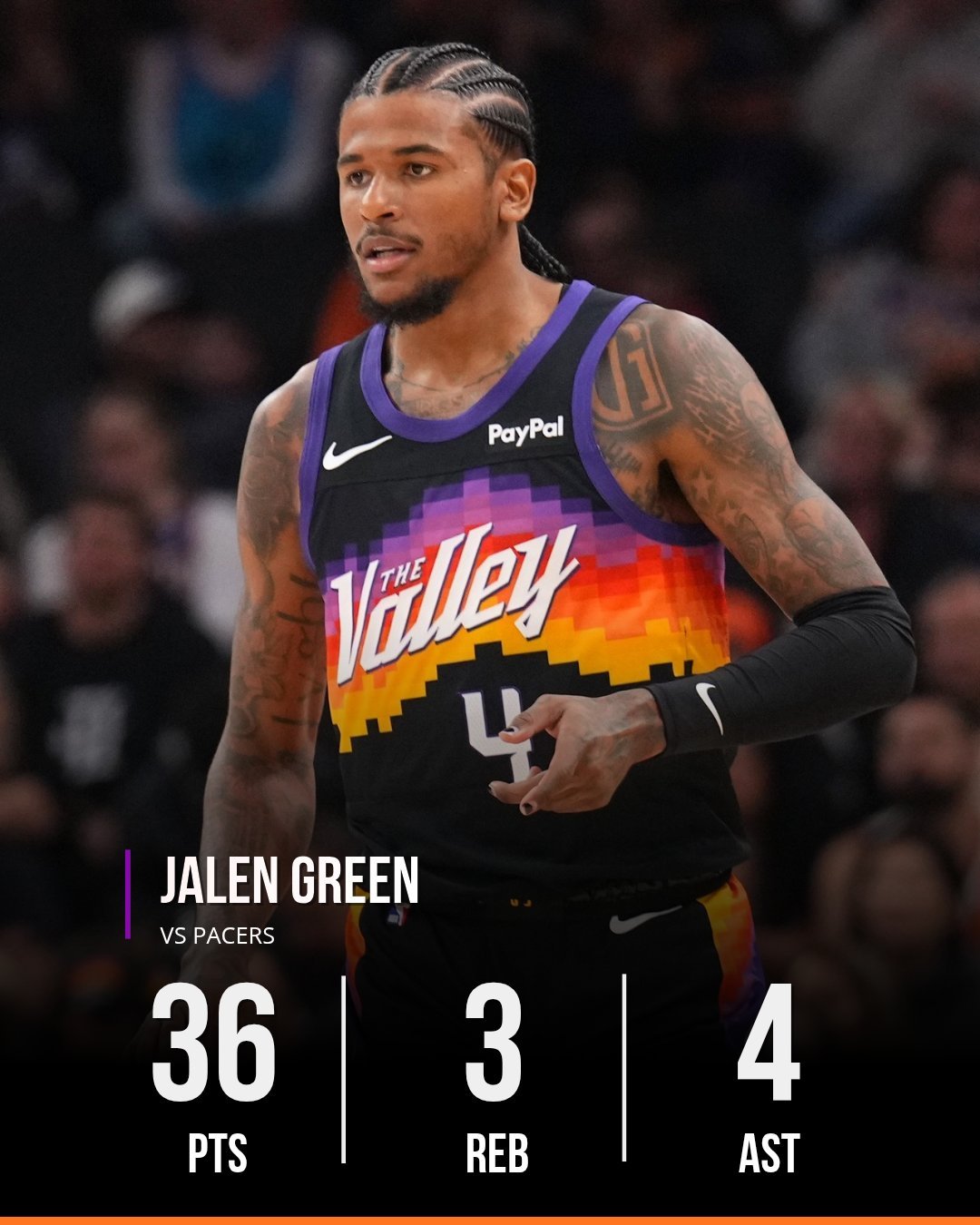 布克和格林面对步行者合砍79分，双枪来了太阳va步行者NBA