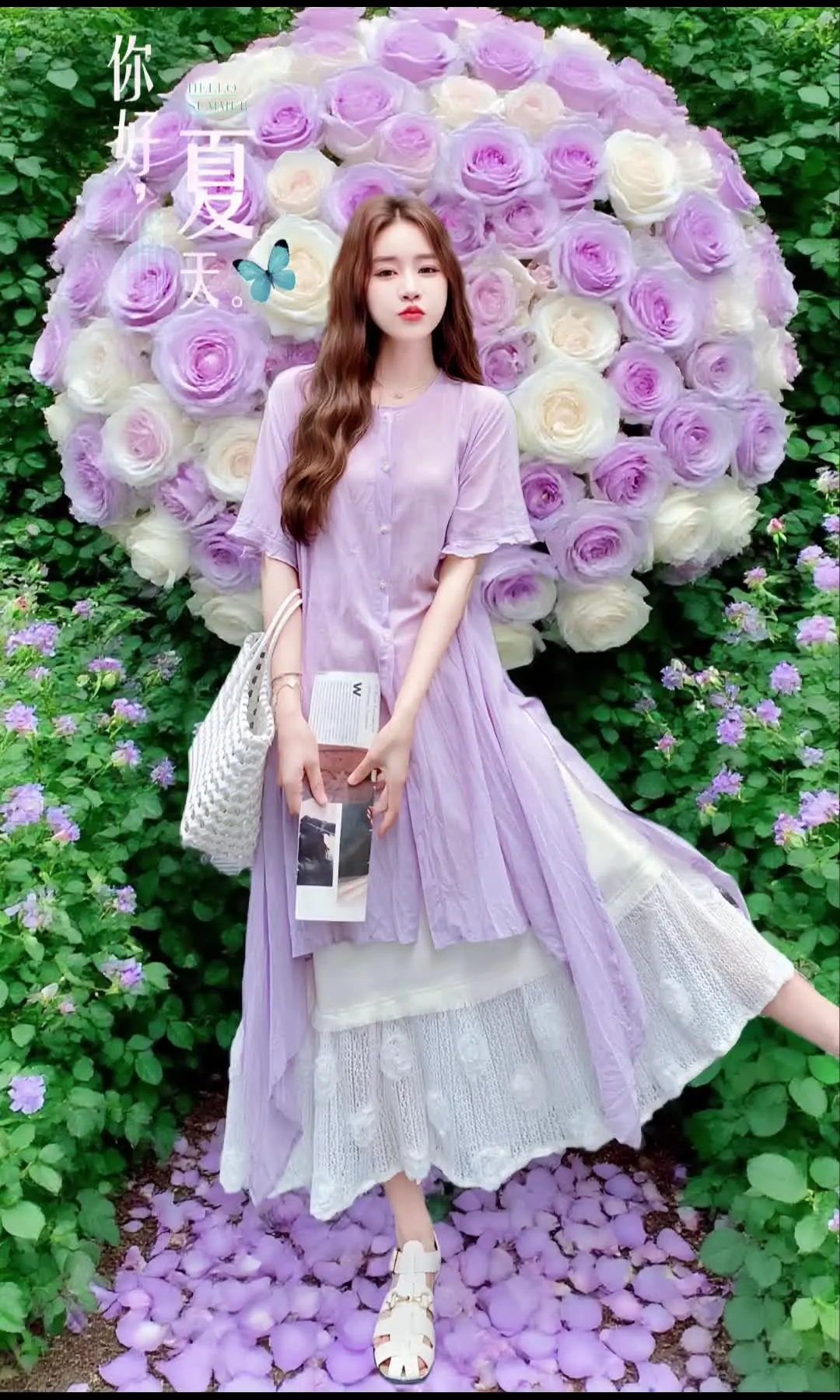 2025夏季禅意气质款女装欧货飞飞袖蕾丝背心上衣显瘦半身裙套装女