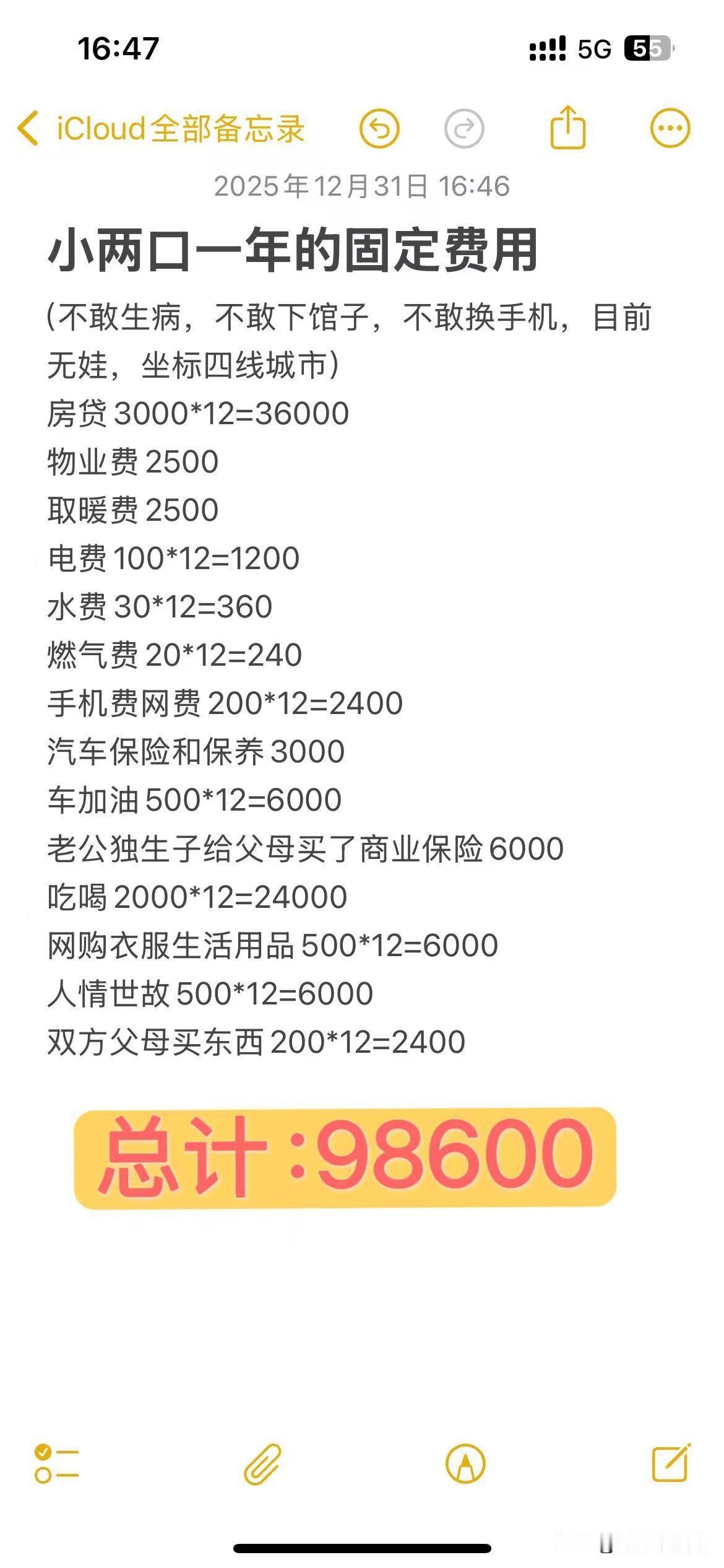 昨天算了一下，在四线小县城一年的开支，真的是吓一跳，不知道大家的开支是多少呢
