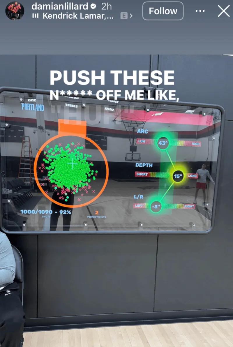 夸张！利拉德晒投篮训练数据：1090投1000中，命中率92%
03月29日讯，