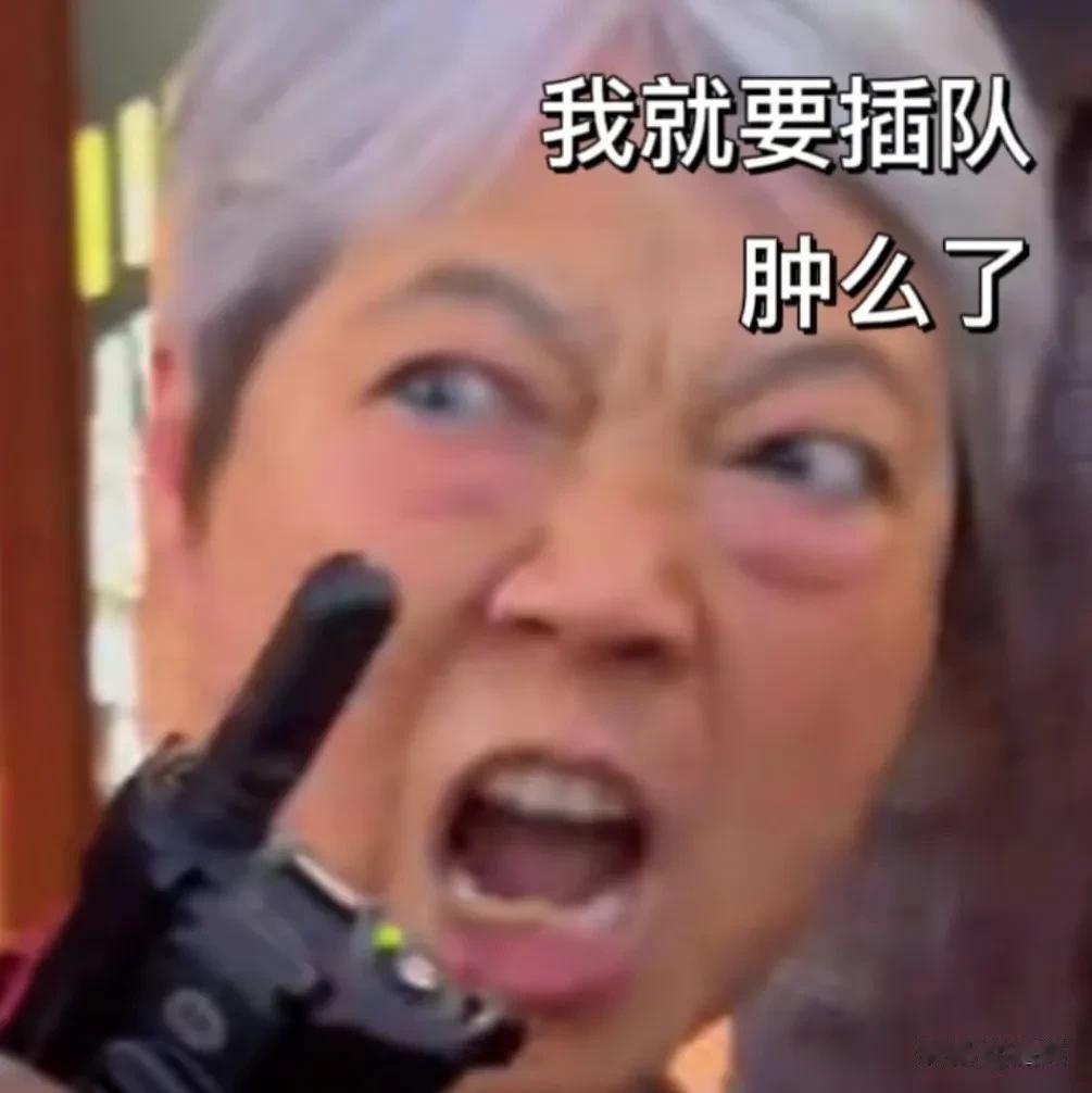 我就要插队怎么了！
别以为我是女的我就怕你！
我最恨你这种欺负弱小的人！
我们四